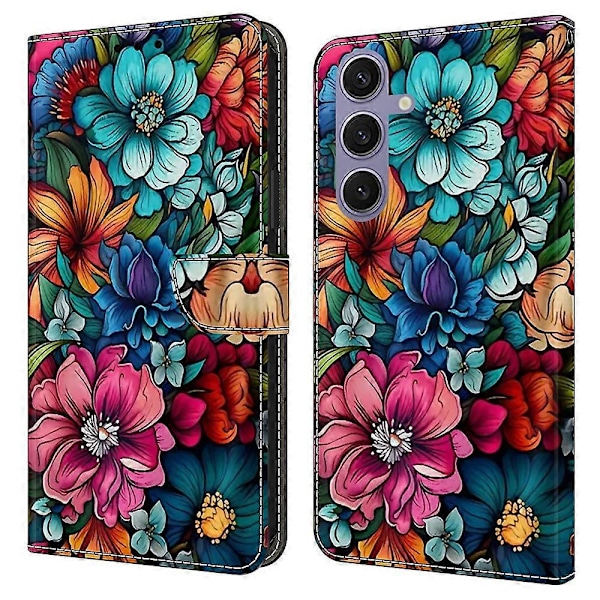 Til Samsung Galaxy S25+ Etui Mønster Trykt Beskyttende Cover TPU+PU Læder Flip Telefon Etui Multicolor Style F