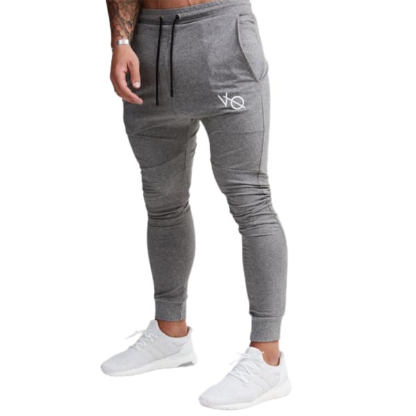 Herr VQ Träningsoverall Joggingbyxor Byxor Joggers Fitness Sport Svettpants Grey 2XL