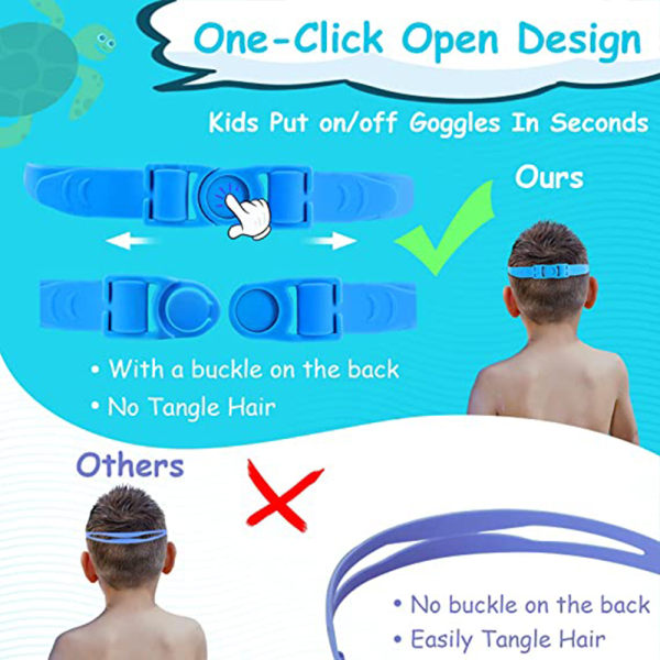 Simglasögon för barn lämplig för 3-12 års poolglasögon blue