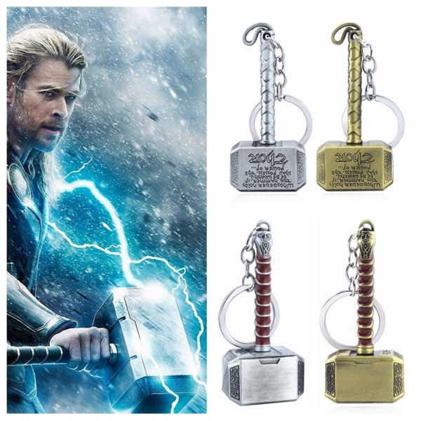 Mjolnir Nyckelring Avengers Thor Hammer Nyckelring Hammer Key Ring A