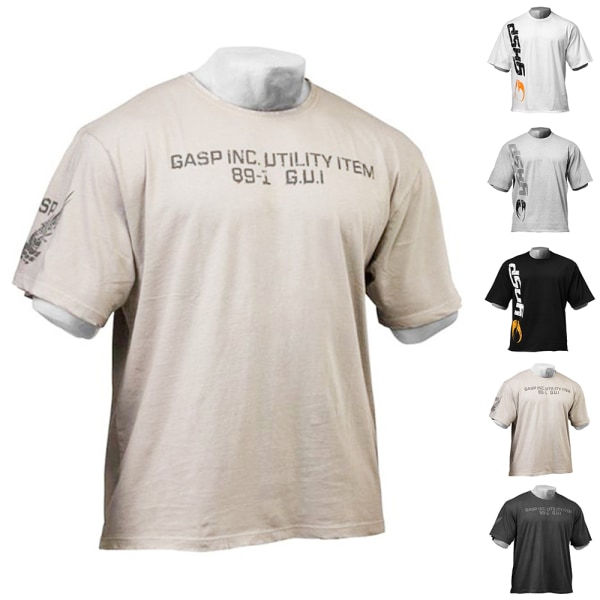 GASP Bodybuilding T-shirt för män - Kortärmad gymtröja för träning och motivation Khaki 3XL