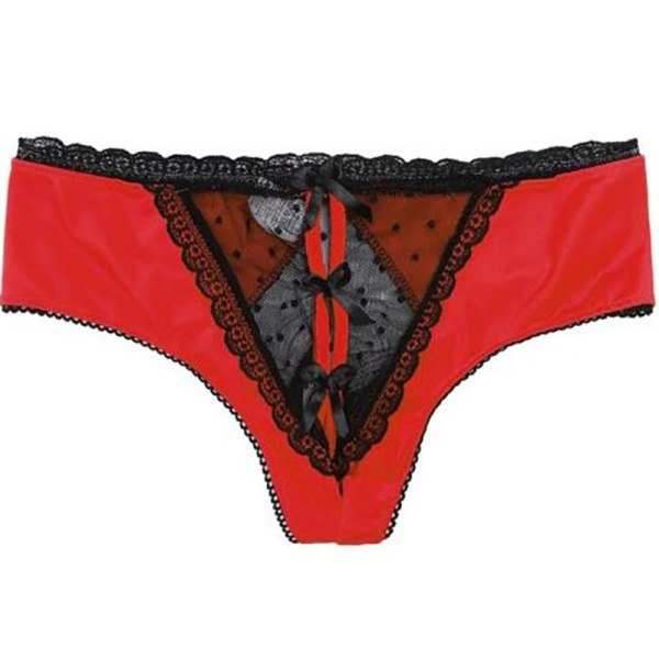 Sexiga trosor Öppen gren Spetsbyxor Underkläder för kvinnor Red L