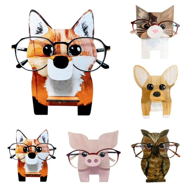 Trä tecknad djur glasögon ram glasögon hållare mode cat