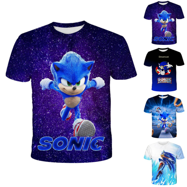 Pojkar sommar kortärmad T-shirt Tecknad Sonic The Hedge kostym B 120cm