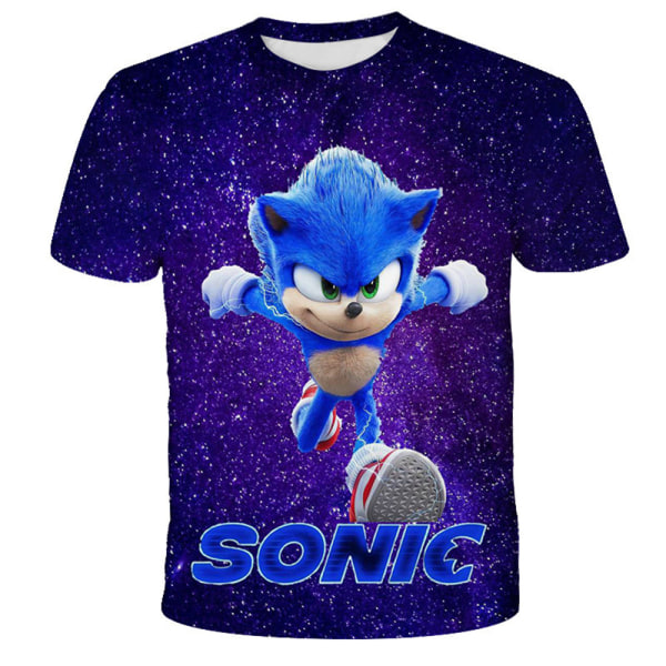 Pojkar sommar kortärmad T-shirt Tecknad Sonic The Hedge kostym B 120cm