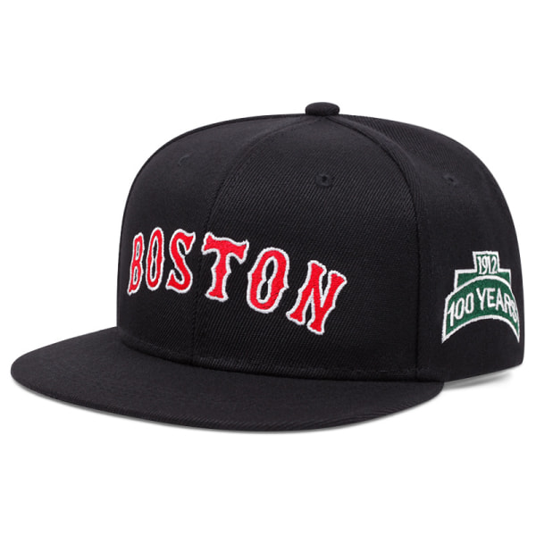 Boston Red Sox Fitted Baseball Cap Herr Dam Broderad Flat Brim Visor Hat Black