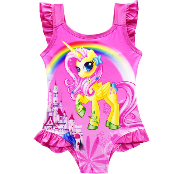 Toddler Barn Flickor Unicorn Swimwear Baddräkt Bikini Beachwear rose red 120cm