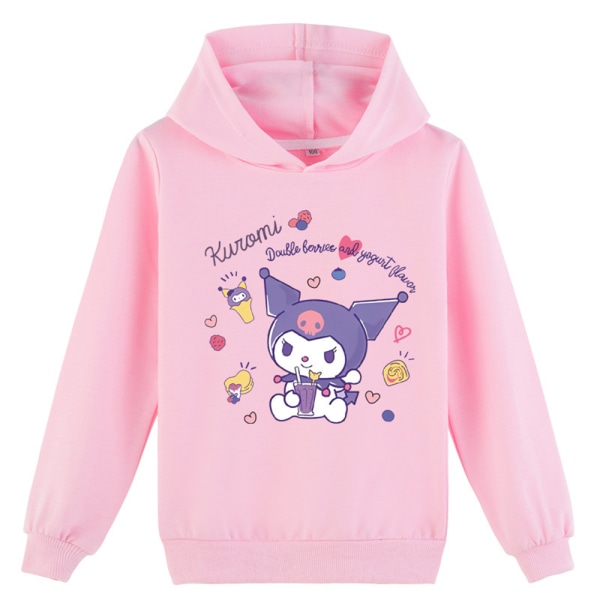 Kid Girl Kuromi Långärmad Huvtröja Tröja Lös Jumper Pullover Toppar Pink 140cm