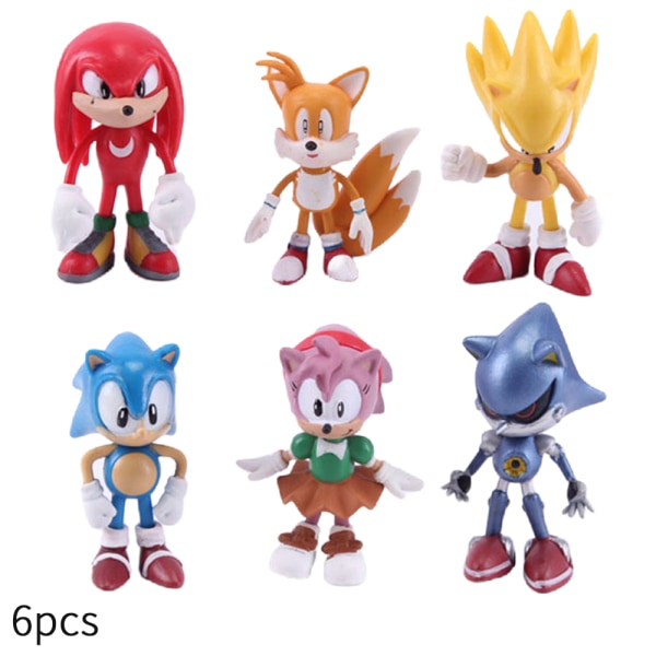 6 st Sonic The Hedgehog Toys Action Figur Xmas Present