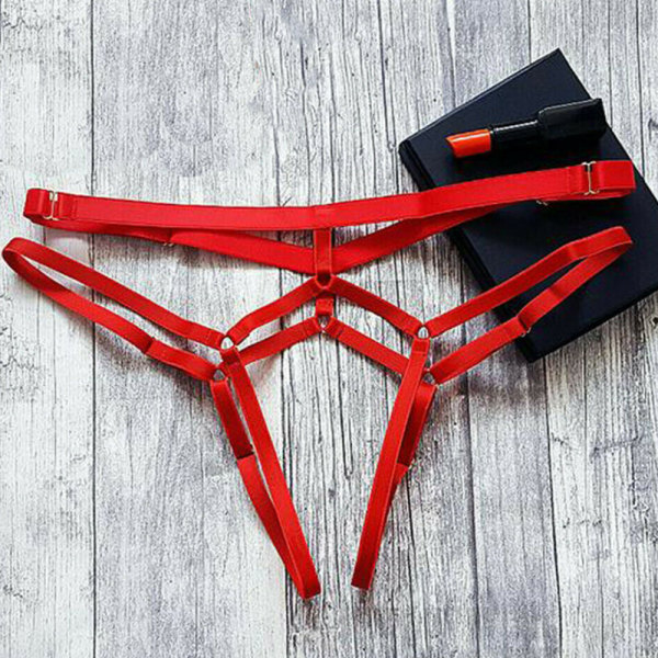 Strumpor Trosor för kvinnor Öppen gren Underkläder G-string Red L