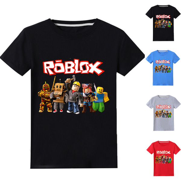 Roblox skjorta för barn pojke kortärmad tecknad Casual T-shirt Black 120 cm