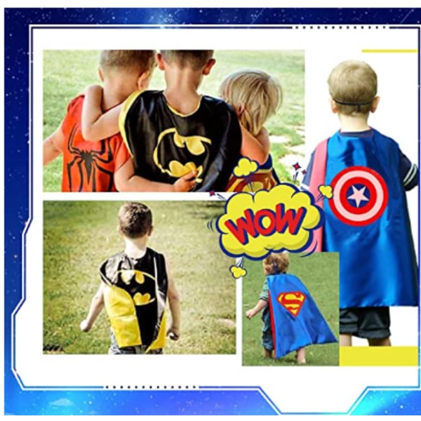 Superhjälte Cosplay Capes + ögonmask för barn Halloween kostym Yellow Batman Cloak + eye mask