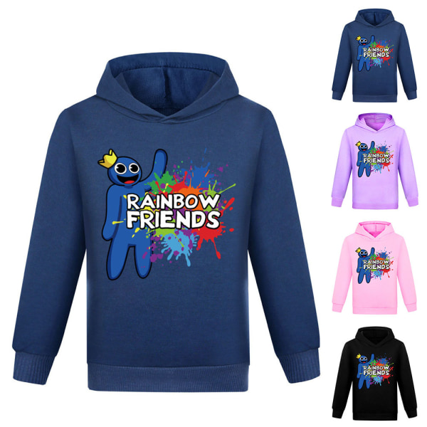 Roblox Rainbow Friends Kids Cartoon Print Hoodie Top Sweatshirt Navy Blue 140cm