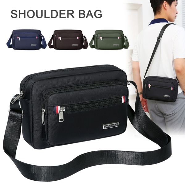 Män Liten rektangel Messenger Bag Pack Resor Sport Axelrem Ryggsäck Cross Body Utomhus Black