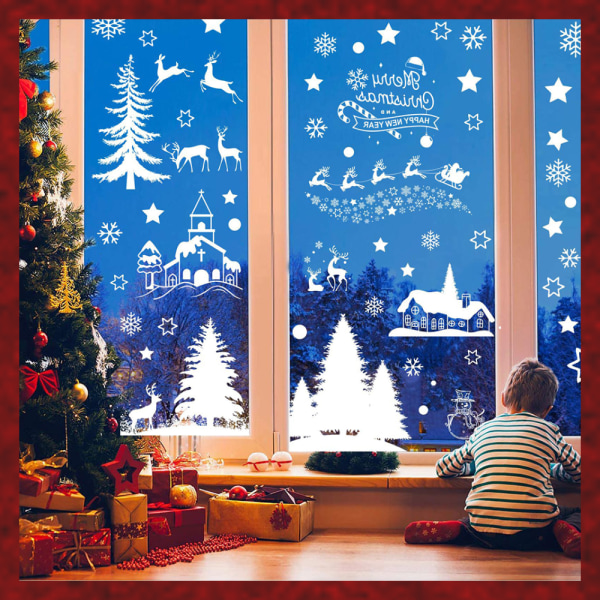 166st Snowflakes Window Stickers Jul Nyår Prop white