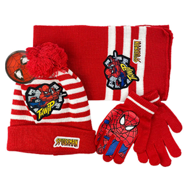 KIds Marvel Spider Man Hat Scarf Och Handskar Set 3-8 år A