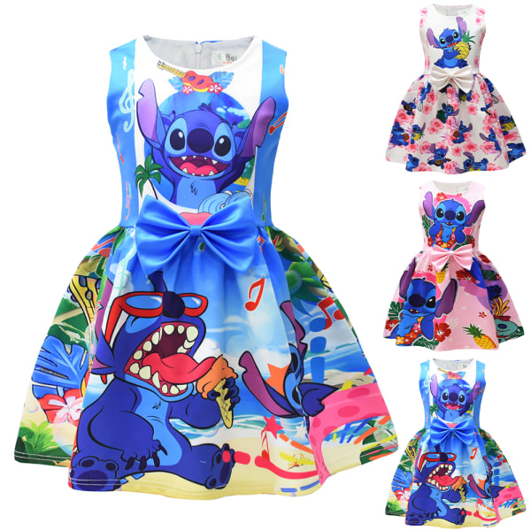 Stitch Bow Tutu-klänningar Barn Flickor Prinsessfest Tävlan Fynklänning Sommar #1 130cm