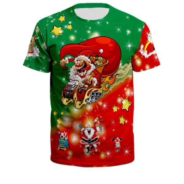Unisex jul kortärmad T-shirt Santa Tees Topp kostym L L