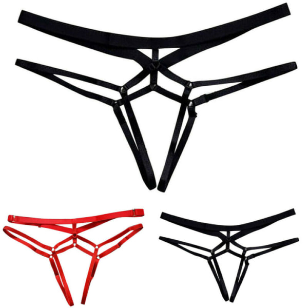 Strumpor Trosor för kvinnor Öppen gren Underkläder G-string Red S