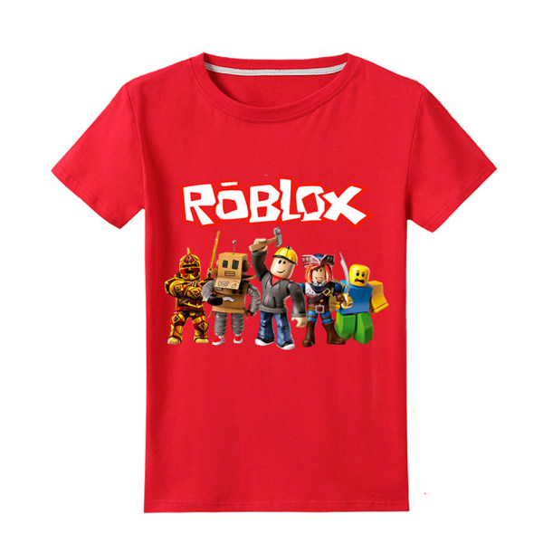Roblox skjorta för barn pojke kortärmad tecknad Casual T-shirt Red 130 cm