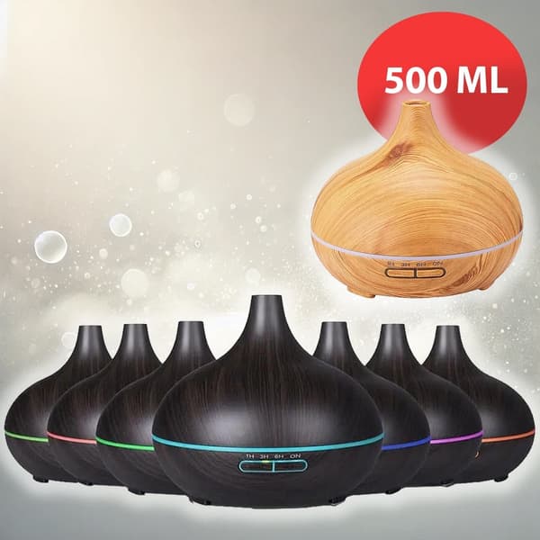 Aroma Diffuser – 500 ml med trælook Ljusbrun