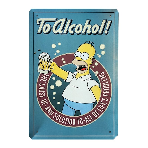 Metallskylt - Simpsons To Alcohol