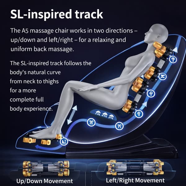 Massagestol 2D – Värmeterapi, AI-styrning, Zero Gravity – Modell A5 Plus