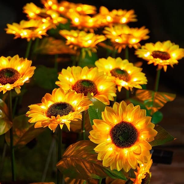Solcelle Solsikke Lamper til haven - 1 blomst - 78 cm