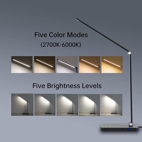 LED-bordlampe/Foldelampe med timer & trådløs oplader
