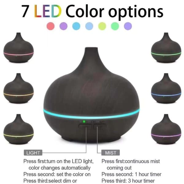 Aroma Diffuser – 500 ml med trælook Mörkbrun
