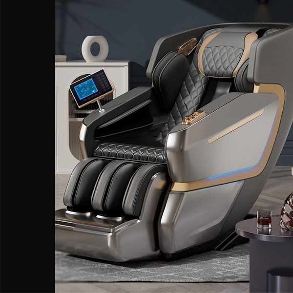 Massagestol 4D Lyx Pro+ med SL-teknik, Jon-generator, Värmeterapi, Hjärtfrekvensskanner, Röstkontroll & Touchskärm