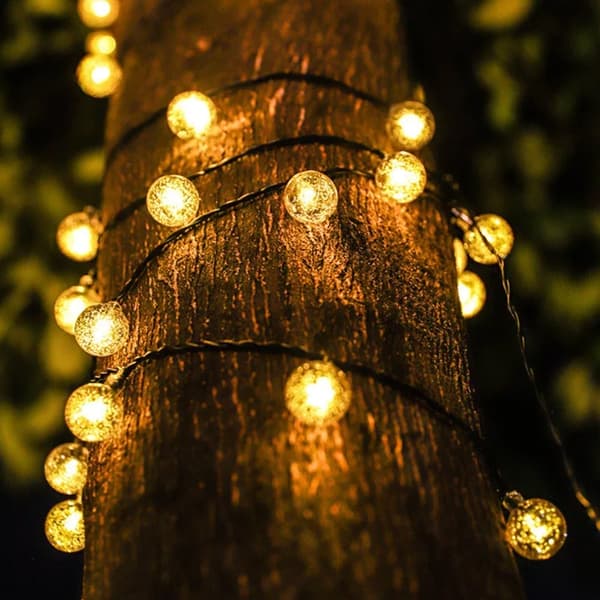 Solcelle lyskæde m/kuglelys - 5M-20 LED / 7M-50 LED / 12M-100 LED 5M-20 LED