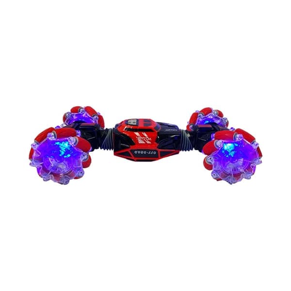 Fjernstyret stuntbil m/LED lys & 2 fjernbetjeninger Red