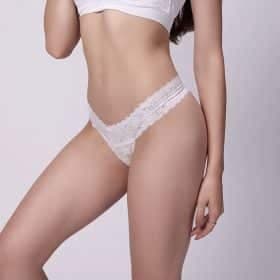 Spetstrosor (G-string) - förpackning med 5 delar (svart, vit, beige) White L