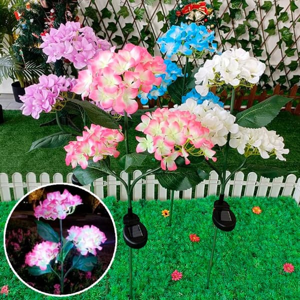 Solcelle-hortensia havelamper White