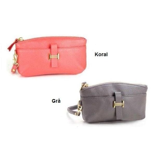 Trendy Clutch i äkta läder Ljusröd