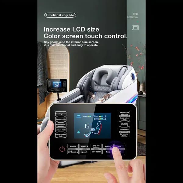 Massagestol 4D Pro+ Vit med Värmeterapi och Röststyrning – Modell M9 Vit