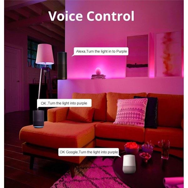 LED Strip ljusslinga på 10 meter med Bluetooth, fjärrkontroll och musiksensor