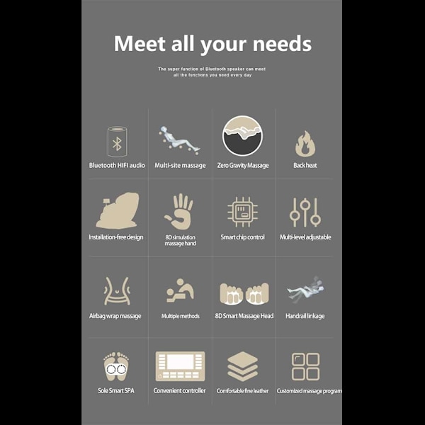 Massagestol 8D med Zero Gravity och Värmeterapi