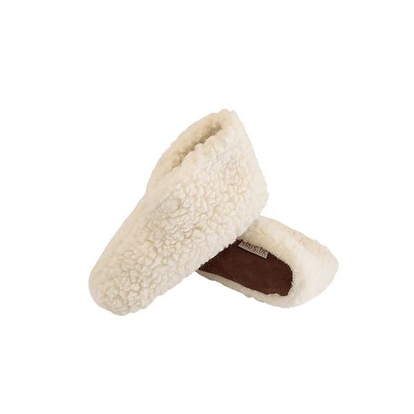 Fluffiga ulltofflor (100% ren ull) – Modell Vit White EU 39