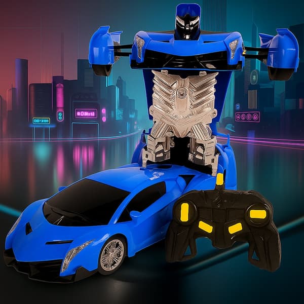 Fjernstyret Transformer Bil med Lyd- og Lyseffekter Blå