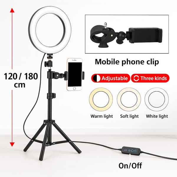 Ring light - 3 lysindstillinger - QX-260 Silver 180 cm.