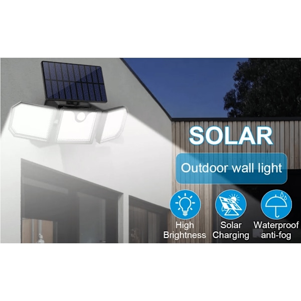 LED-lampa med 3 kraftfulla lampor (74 lysdioder) &amp; rörelsesensor