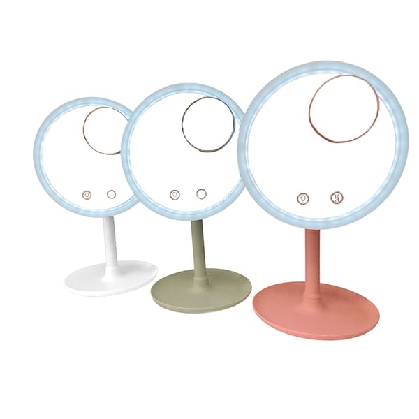 Makeup Spejl med LED Lys og blæser White