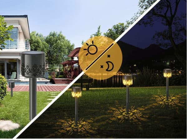 LED Solcelle Lamper udendørs på spyd - 2 stk.