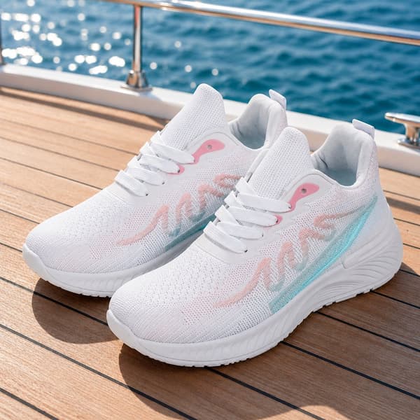 Sneakers til kvinder, med åndbare Flyknit overdel Rosa