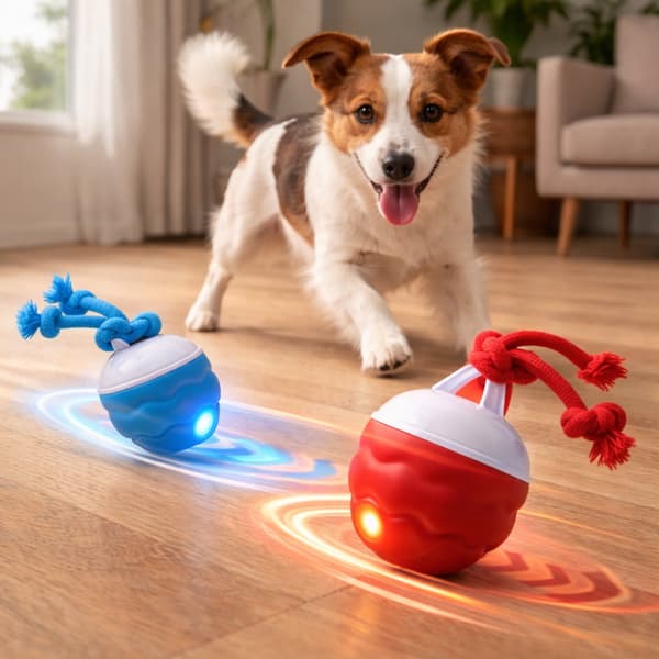 Smart Aktivitetsbold til Hunde – Automatisk & Interaktiv Blå