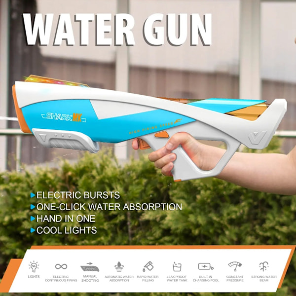 Elektrisk Vattenpistol – SHARK MK – Automatisk Action med Stil Grå