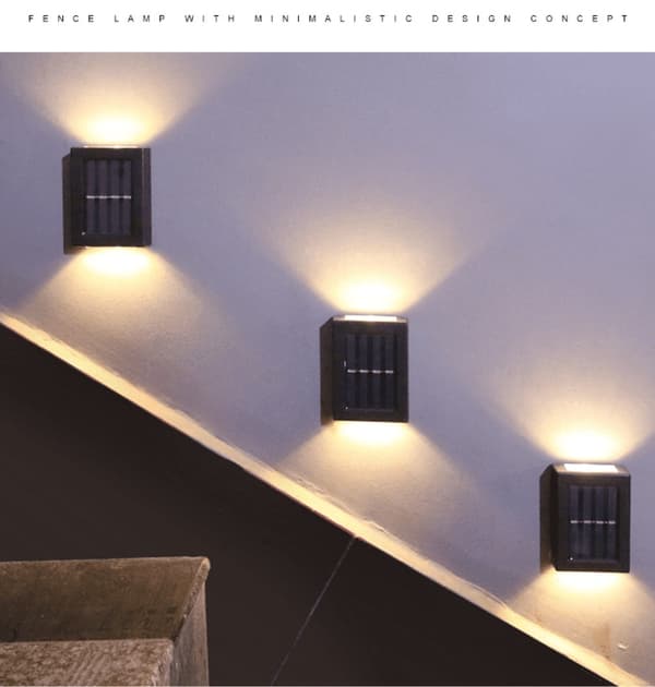 LED-solcelle Væglampe (up- downlight), 2 stk. rustfri stål eller sort Black