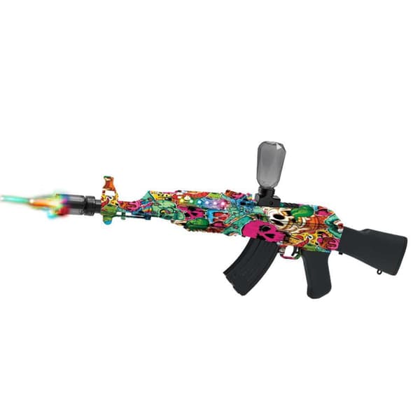 Gel Blaster AK47 – elektrisk med lysdempende lyddemper Gul